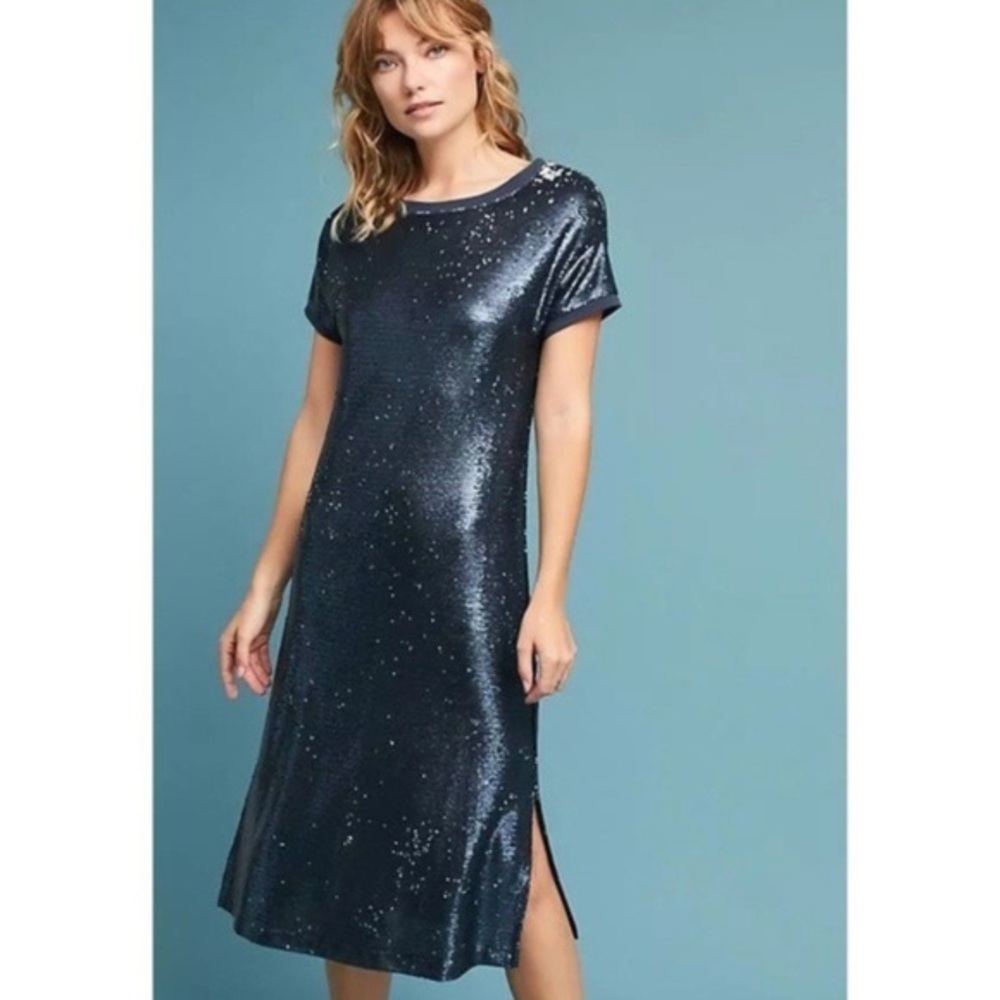 Anthro Moulinette Soeurs Sequin Easy Fit Shift Dress - Picture 3 of 16